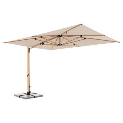 Doppler Pendelschirm 'Alu-Wood XL LED Ultra', natur, ca. 400 x 300 cm