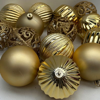 Christbaumkugelnkugelmix, 16er-Set, hellgold, ca. Ø 8 cm Christbaumkugelnkugelmix, 16er-Set, hellgold, ca. Ø 8 cm