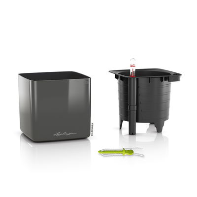 Lechuza 'Cube Glossy 14', anthrazit, ca. 14 x 14 x H 13,5 cm