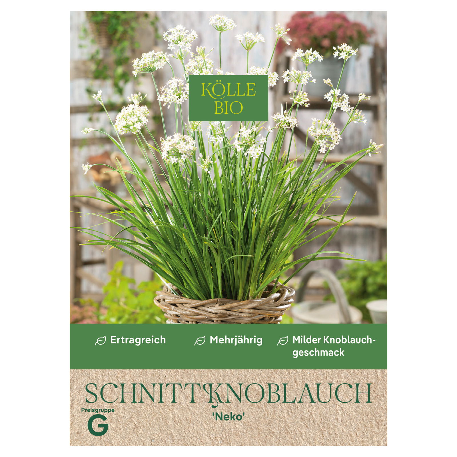 Kölle Bio Saatgut Schnittknoblauch 'Neko', grün