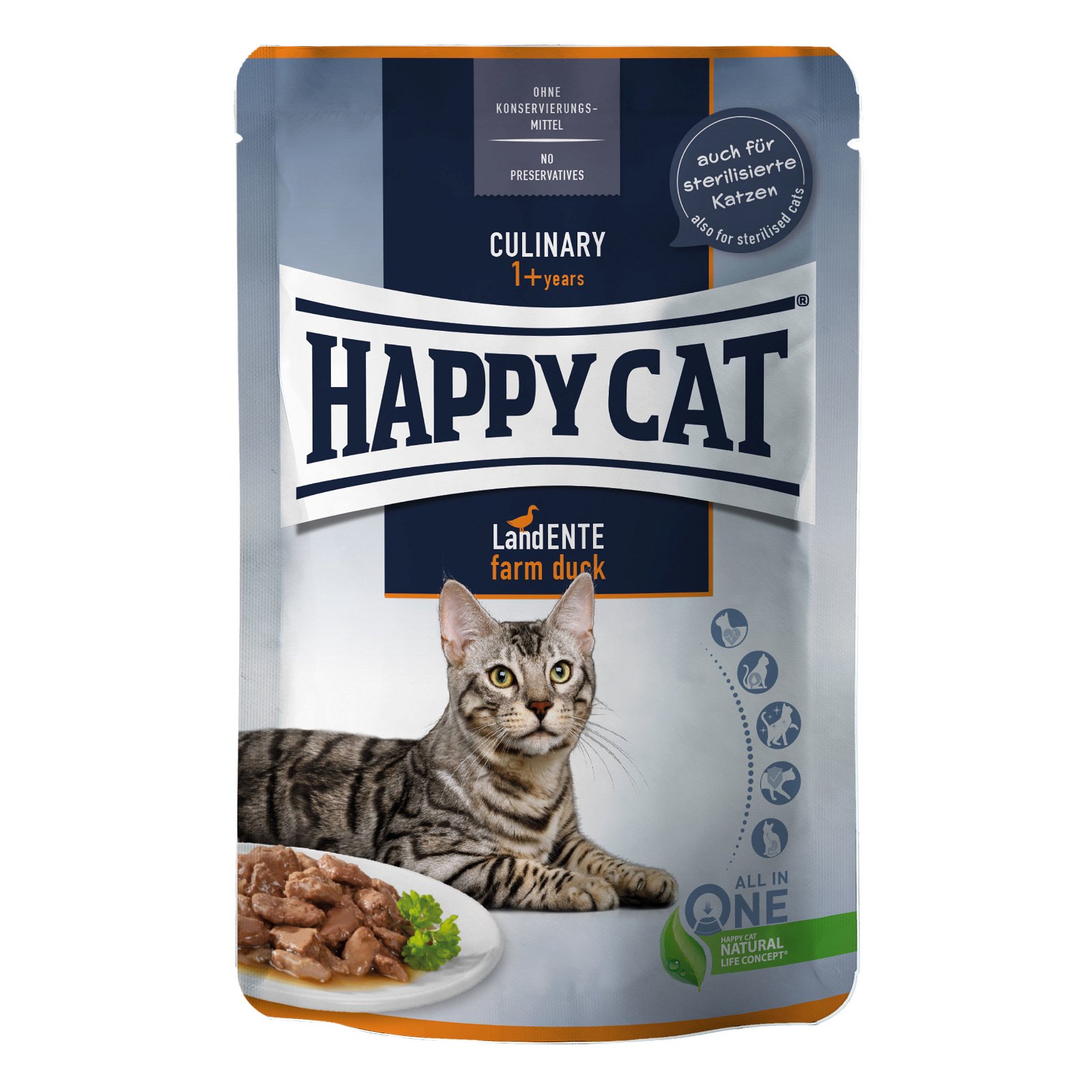 Nassfutter, Happy Cat PB Culinary, Ente in Soße, 85 g