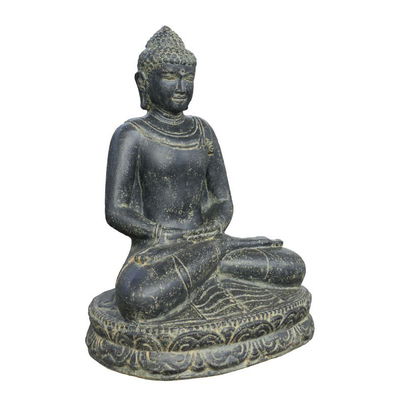 Buddha sitzend, anthrazit, dunkel grau, Steinguss, 80 x 55 x 45 cm, 57 kg