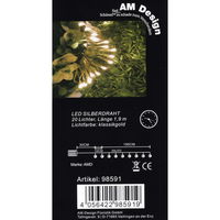 LED Silberdraht, klassisch warm, Länge ca. 1,8 Meter