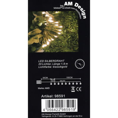 LED Silberdraht, klassisch warm, 20 LEDs, Länge ca. 1,8 m LED Silberdraht, klassisch warm, 20 LEDs, Länge ca. 1,8 m