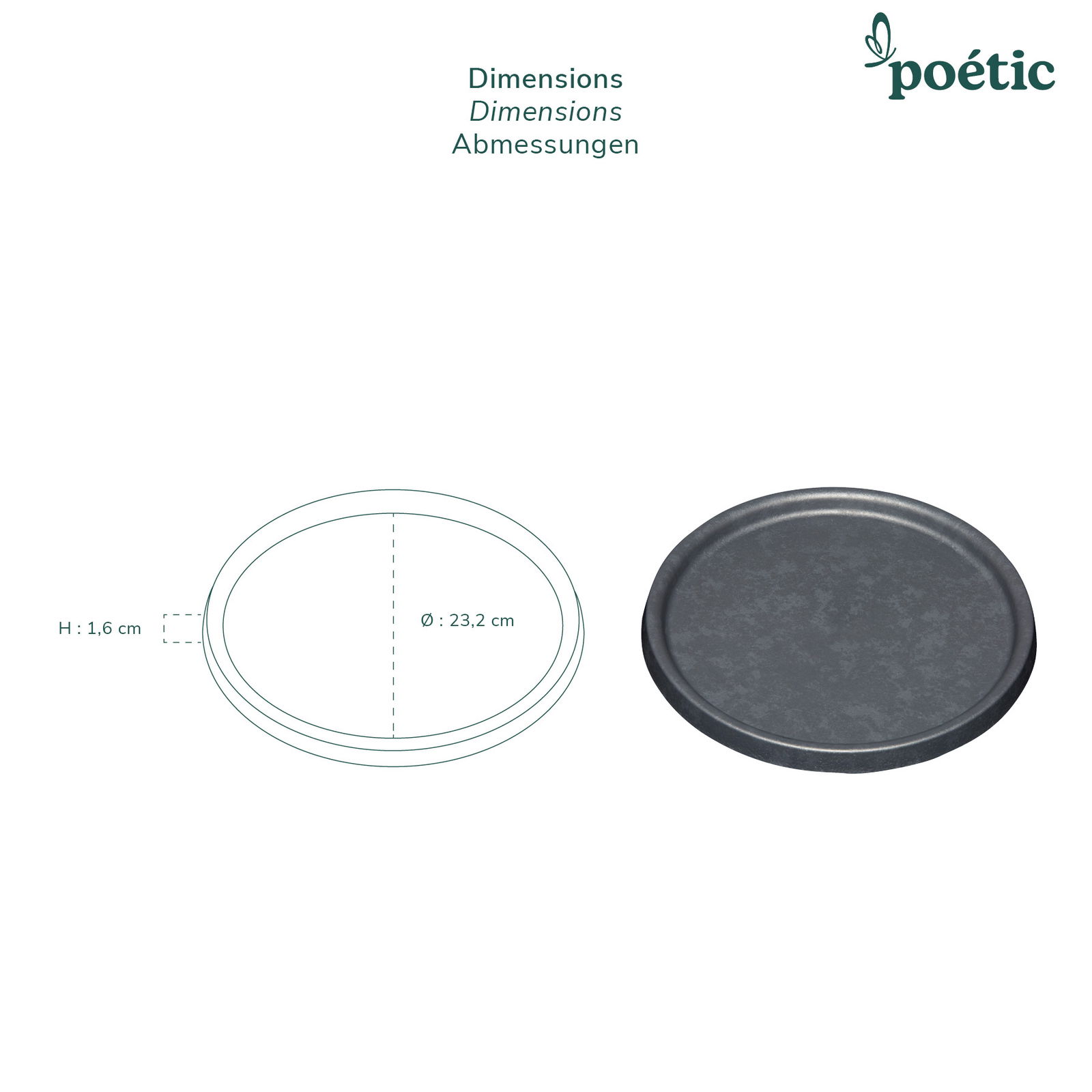 Untersetzer 'Element', schiefer, Ø 23 cm