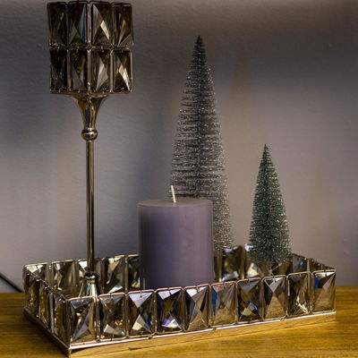 Leuchter mit Kristallen, smoke, Aluminium, Nickelplatte, 38 x 8 x 8 cm Leuchter mit Kristallen, smoke, Aluminium, Nickelplatte, 38 x 8 x 8 cm