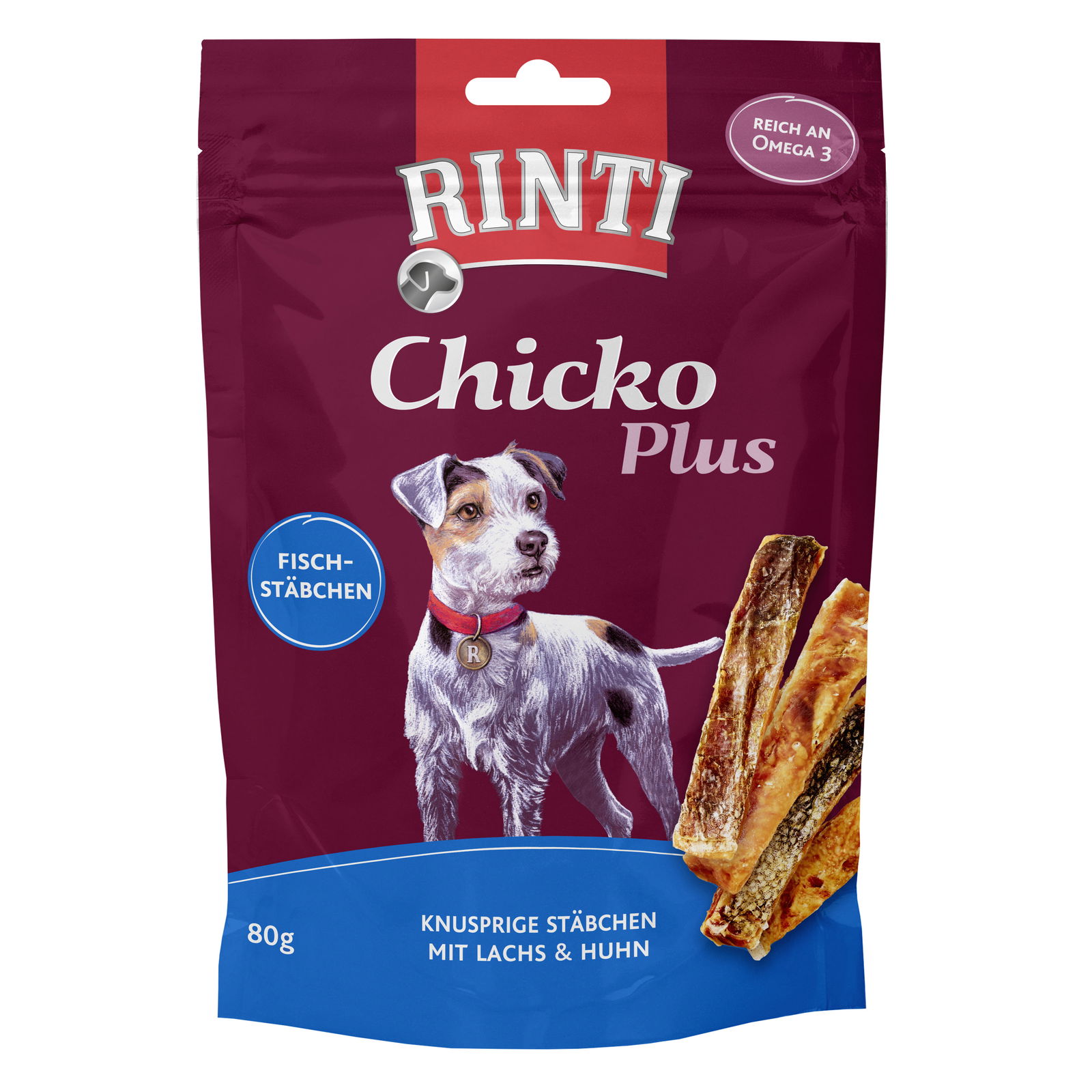 Rinti Extra Snack Chicko Plus, Fischstäbchen, 80 g