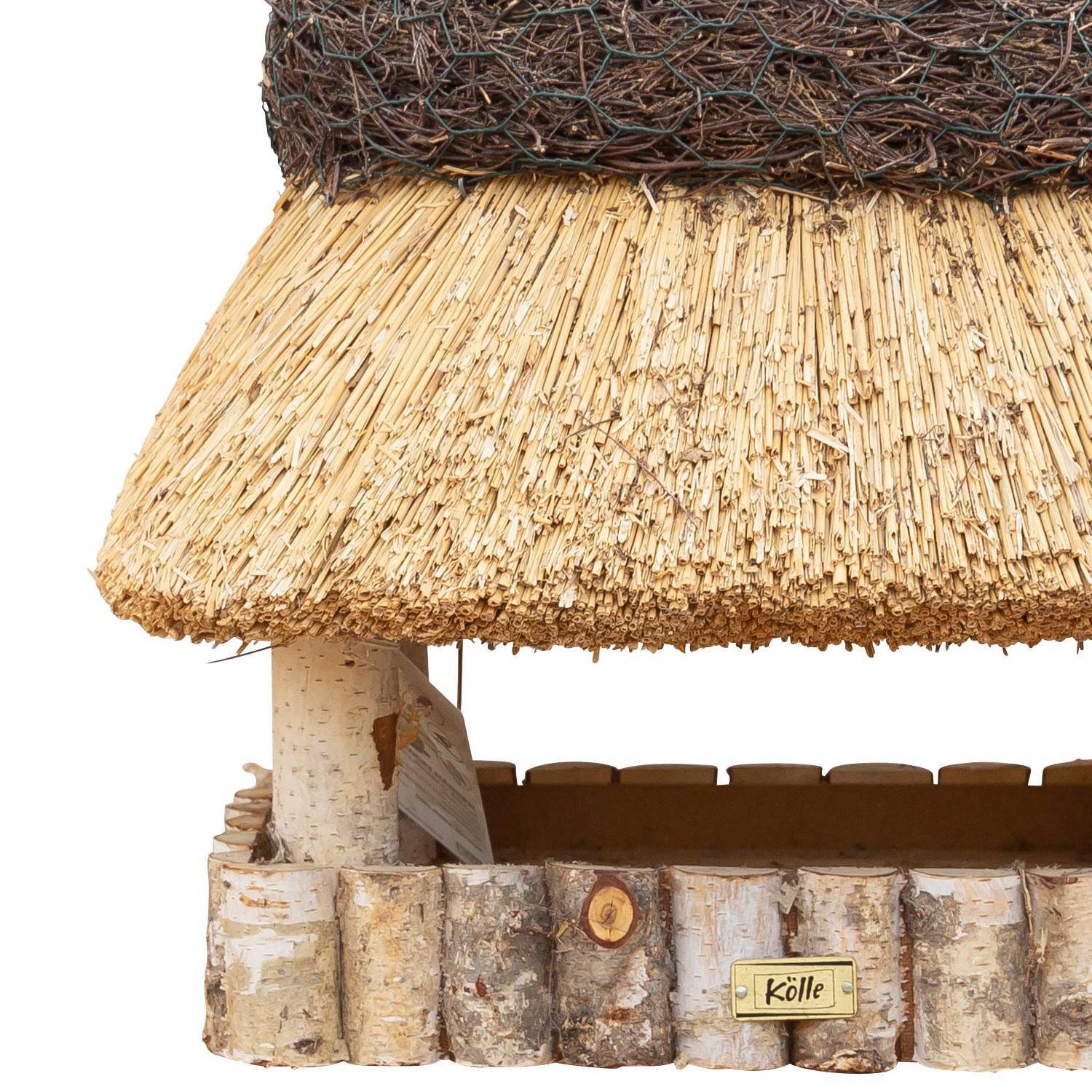 Kölle Vogelhaus „Pellworm“ mit Reetdach, eckig, Birke natur, 45 cm hoch