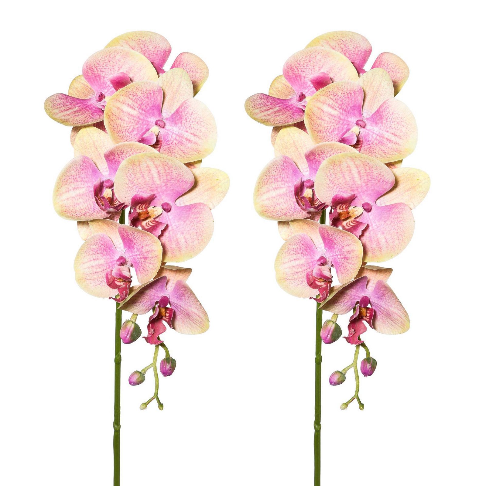 Kunstpflanze Orchideenzweig, grünrosa, ca. 87 cm, 2 Stück