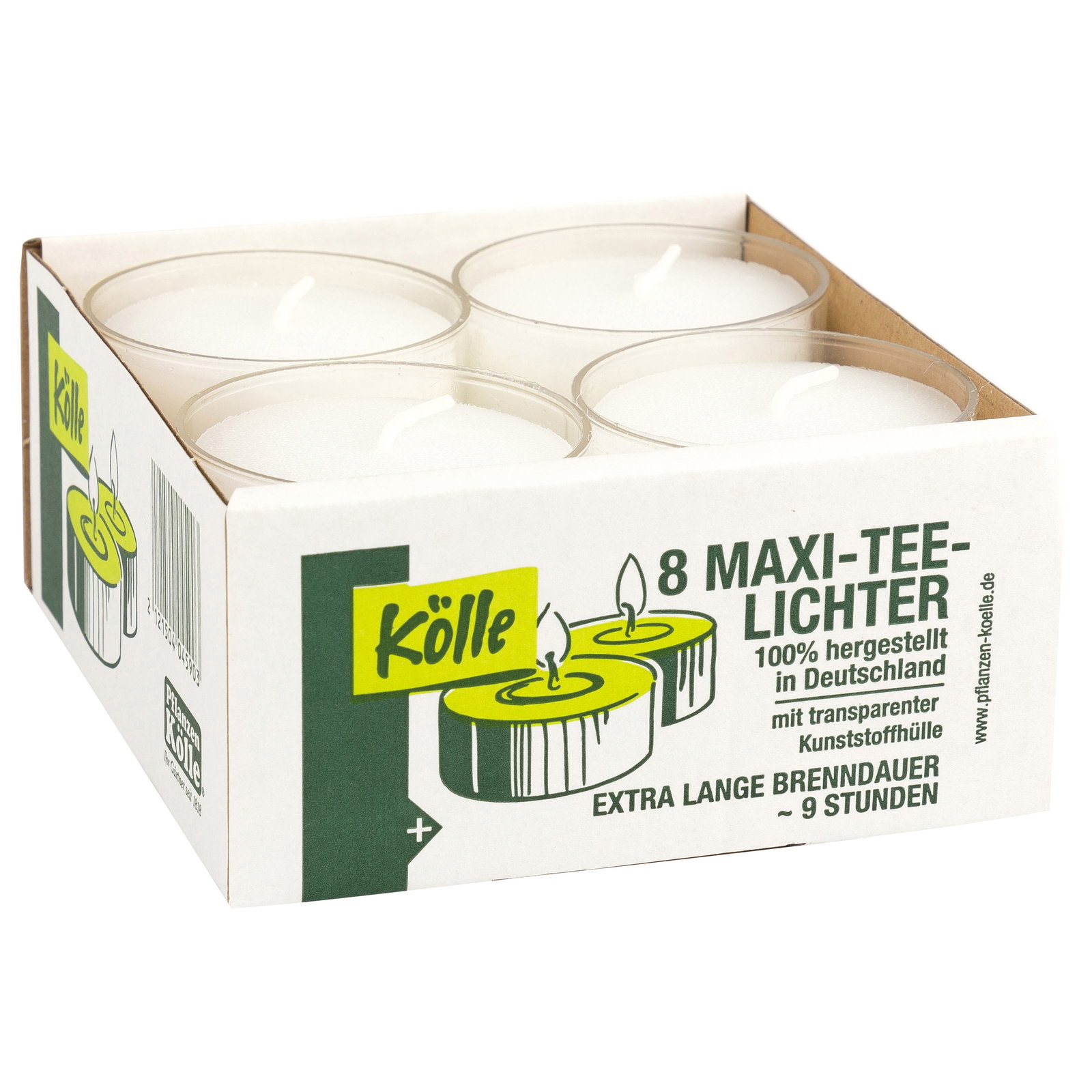 Kölle Maxi-Teelichter, weiß, 8 Kerzen je Ø 54 mm Kölle Maxi-Teelichter, weiß, 8 Kerzen je Ø 54 mm