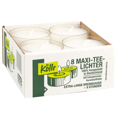 Kölle Maxi-Teelichter, weiß, 8 Kerzen je Ø 54 mm Kölle Maxi-Teelichter, weiß, 8 Kerzen je Ø 54 mm