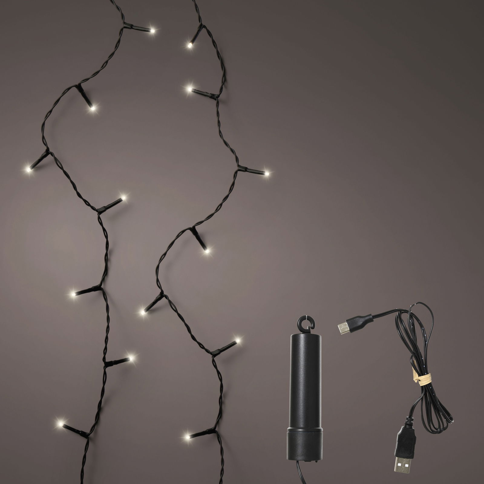 LED Lichterkette 'Twinkle Ricelight', schwarz, warmweiß, Länge ca. 15 m