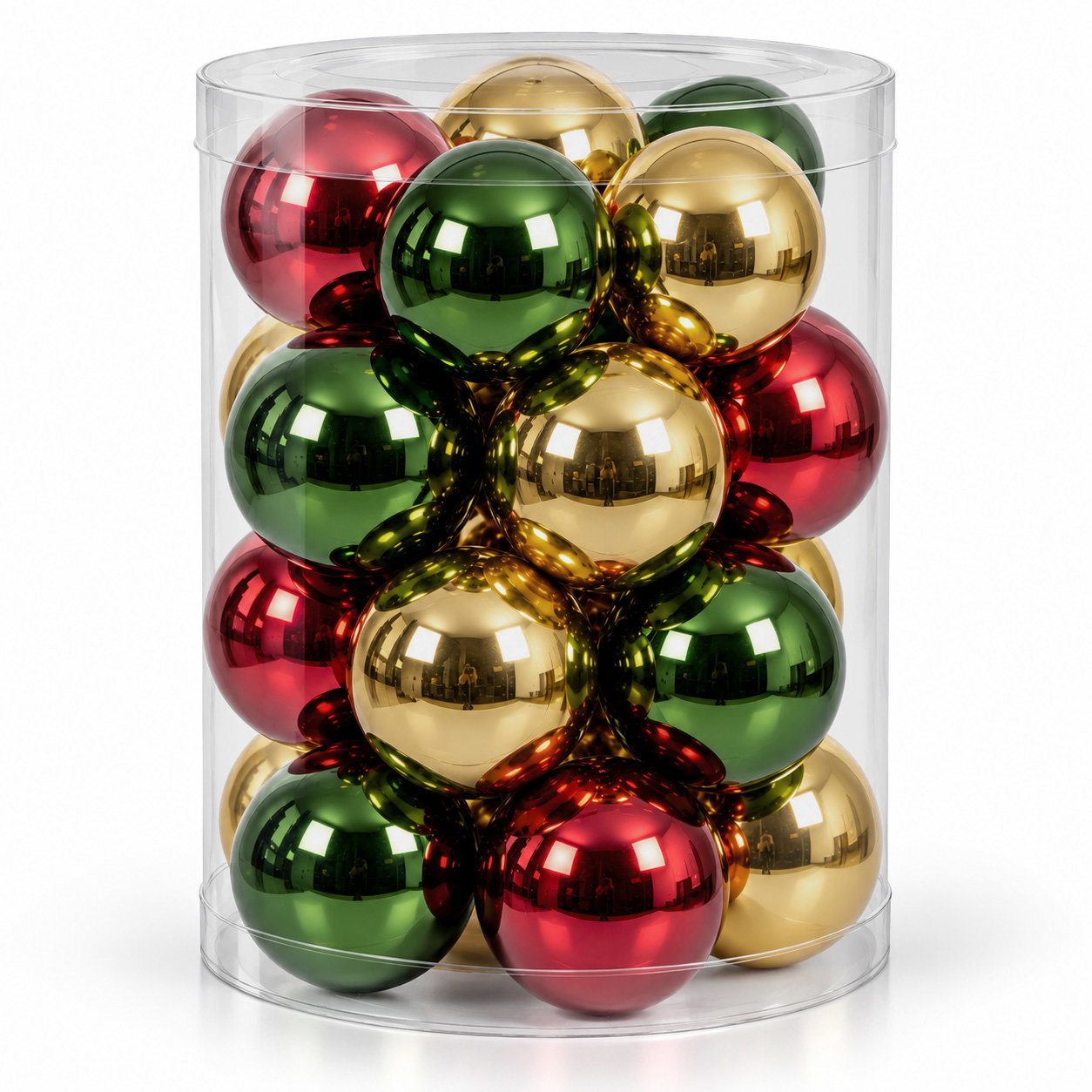 Glas-Kugelmix, 16 Kugeln je Ø 8 cm, ochsenblut, hellgold & piniengrün