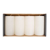 Safe Candle® Rustic Stumpenkerzen, 4er-Set, wollweiß, Höhe 11 cm, Ø 6 cm