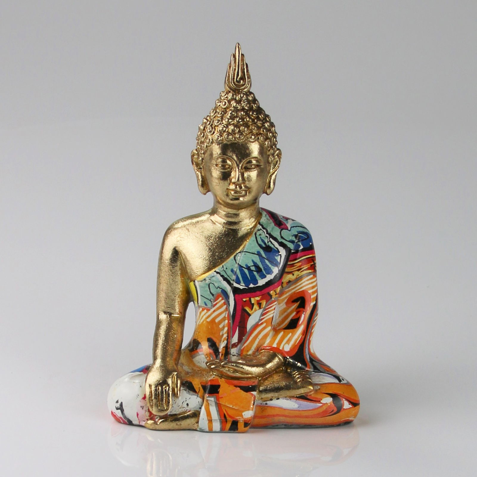 Dekofigur Buddha, bunt, Höhe ca. 16 cm