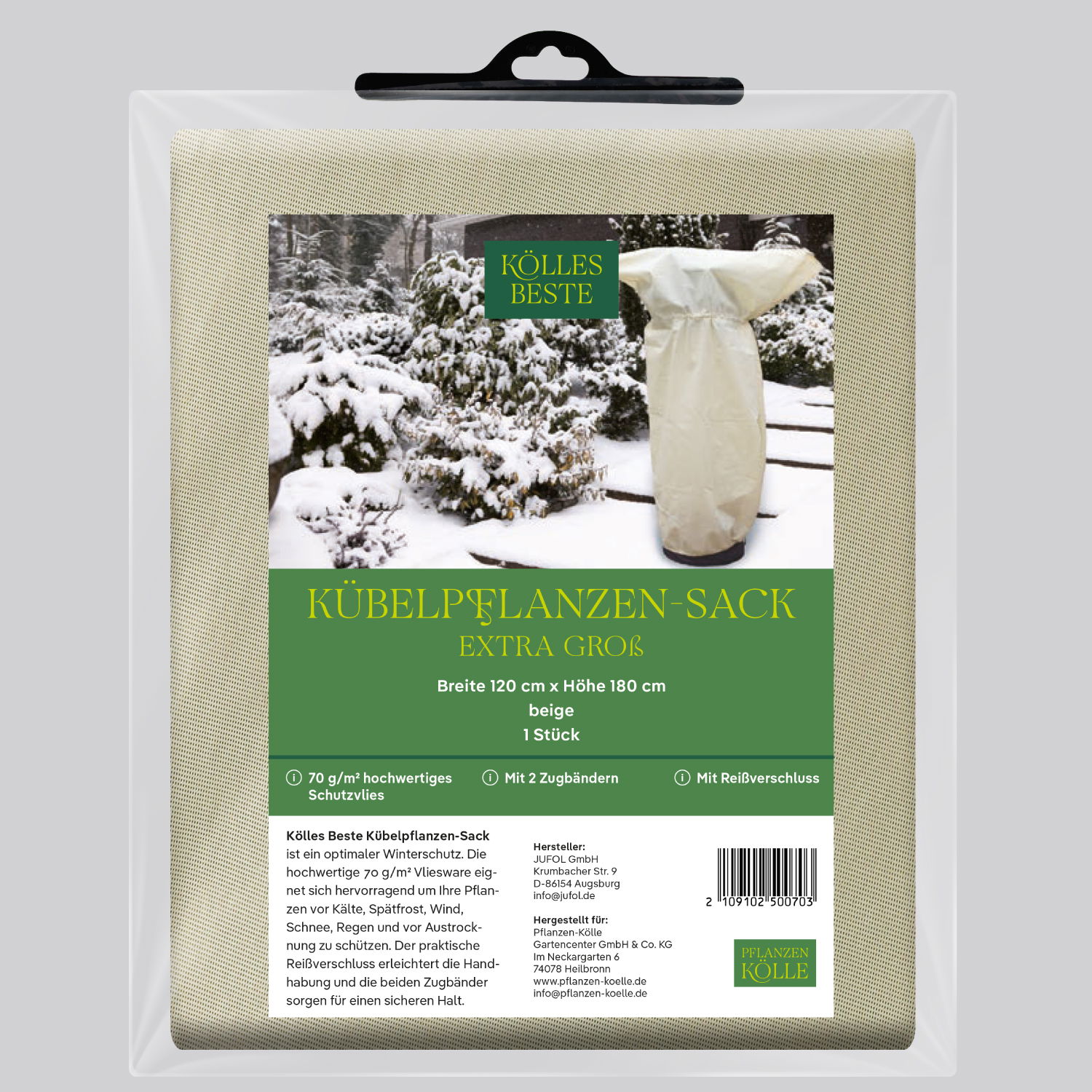 Kölles Beste Kübelpflanzen-Sack 'extra groß', beige, B120 x H180 cm Kölles Beste Kübelpflanzen-Sack 'extra groß', beige, B120 x H180 cm