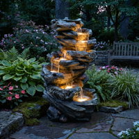 Gartenbrunnen mit Warmlicht, Echtholzoptik, 61 x 45 x 102 cm Gartenbrunnen mit Warmlicht, Echtholzoptik, 61 x 45 x 102 cm