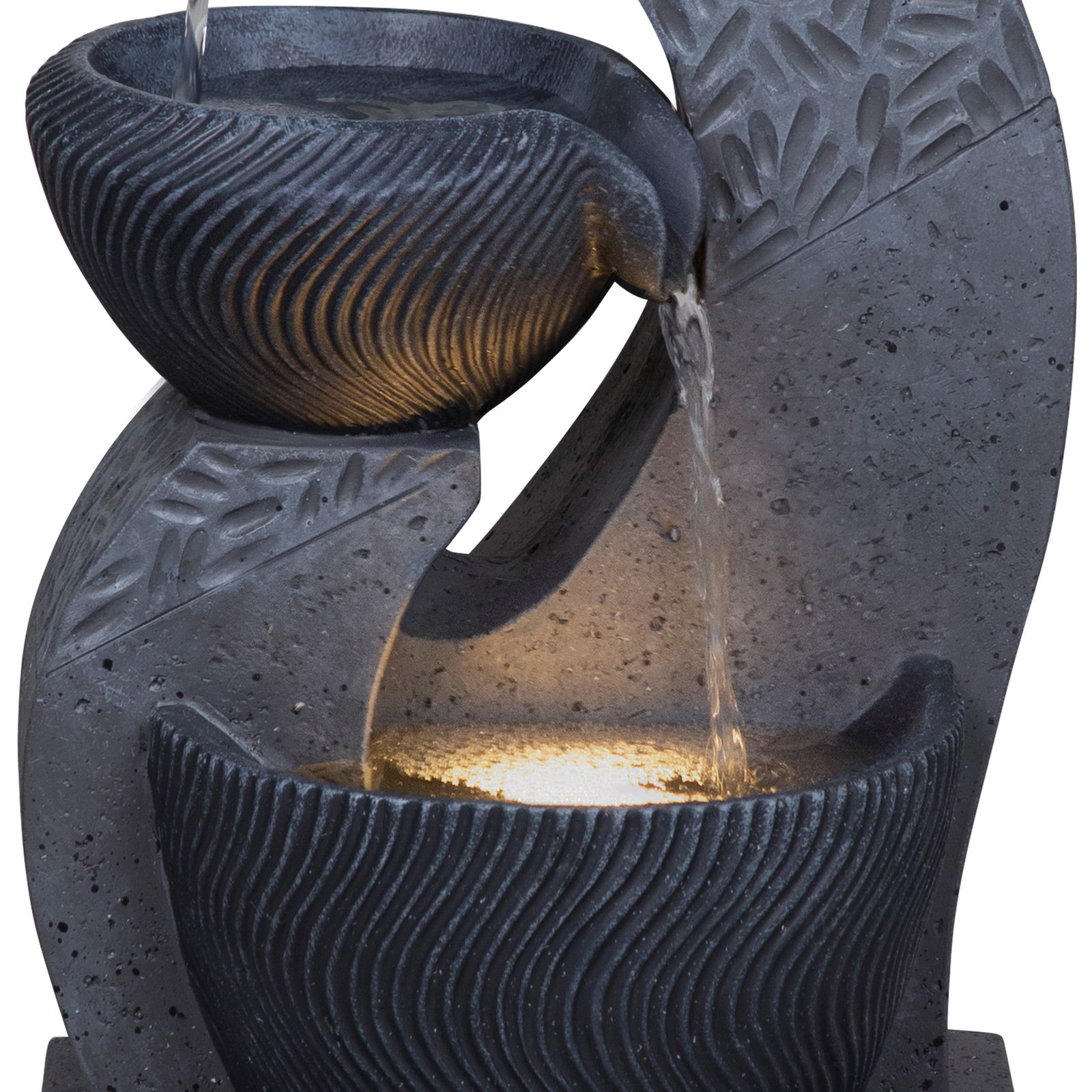 Kölle Brunnen 'Ava' inkl. Pumpe & Licht, grau, ca. 19 x 18 x 36 cm