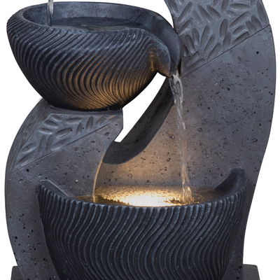 Kölle Brunnen 'Ava' inkl. Pumpe & Licht, grau, ca. 19 x 18 x 36 cm
