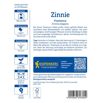 Blumensamen, Zinnie 'Red White Bicolor Flamenco', rot & weiß Blumensamen, Zinnie 'Red White Bicolor Flamenco', rot & weiß