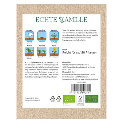 Kölle Bio Saatgut Echte Kamille, weiß/gelb Kölle Bio Saatgut Echte Kamille, weiß/gelb