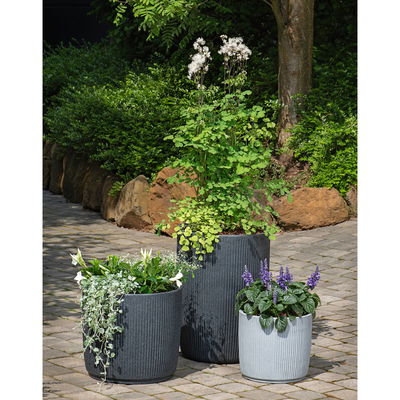 Scheurich Pflanzgefäß 'Linetto', grau, ca. Ø 29 x H 26 cm