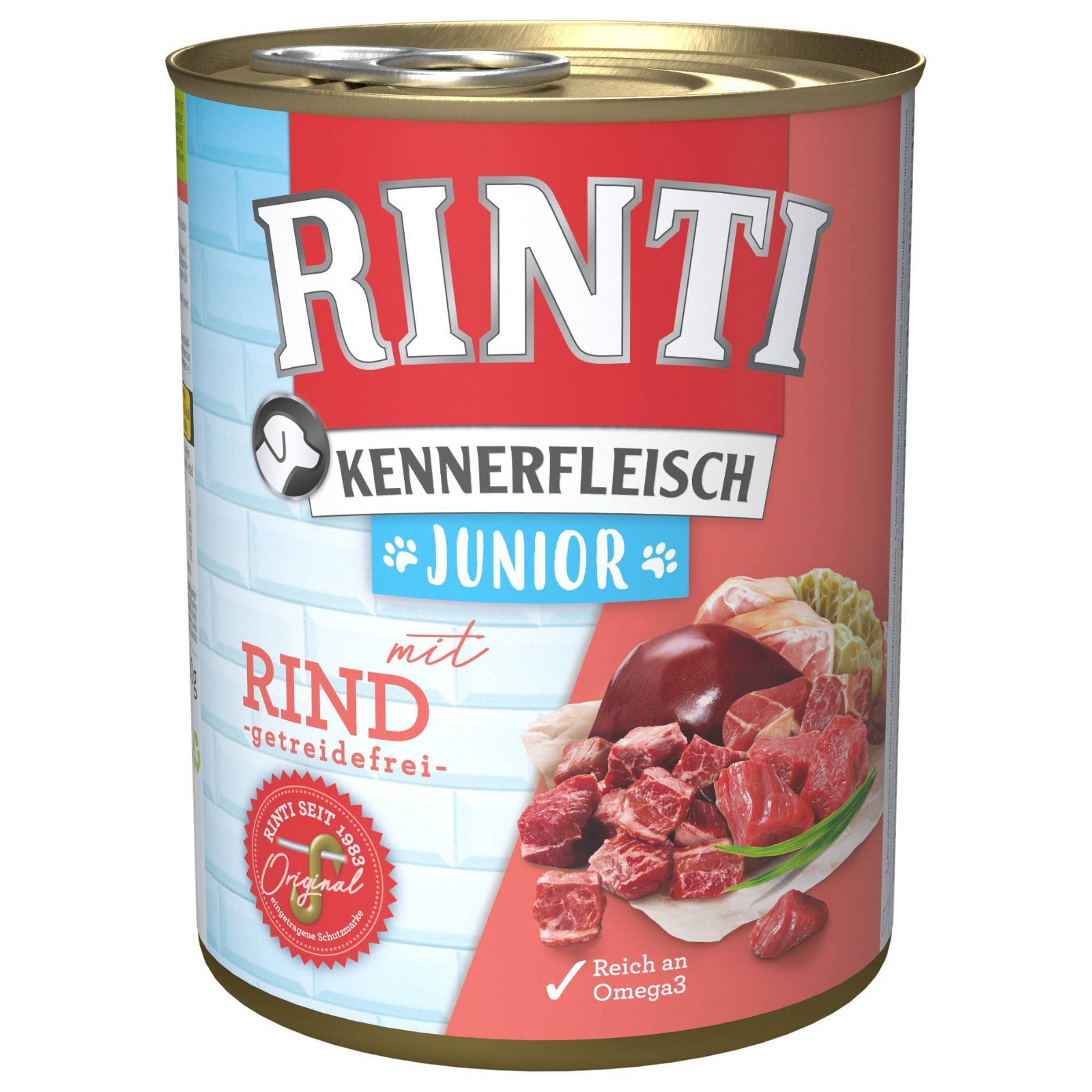 Hundefutter, Finnern Rinti Kennerfleisch Junior, Rind, 800g