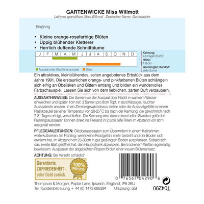 Thompson & Morgan Blumensamen Gartenwicke Miss Willmott