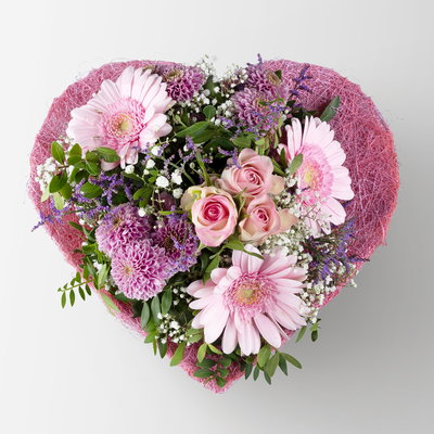 Blumenstrauß 'Lieblingsmensch' pink, handgebunden