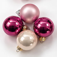 Glas-Kugelmix, 16 Kugeln je Ø 3,5 cm, puderrosa, perle & dunkelrosa Glas-Kugelmix, 16 Kugeln je Ø 3,5 cm, puderrosa, perle & dunkelrosa