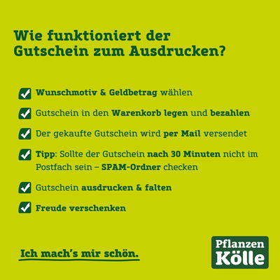 Geschenkgutschein von Pflanzen-Kölle ganz einfach online kaufen