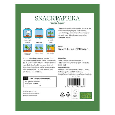 Kölles Beste Saatgut Snackpaprika 'Lemon Dream', gelb