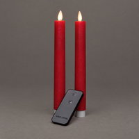 LED Echtwachskerzen 'Magic Flame', rot, 2 Kerzen inkl. Fernbedienung & Batterie