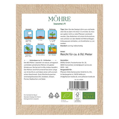 Kölle Bio Gemüsesamen, Möhre 'Jeanette'