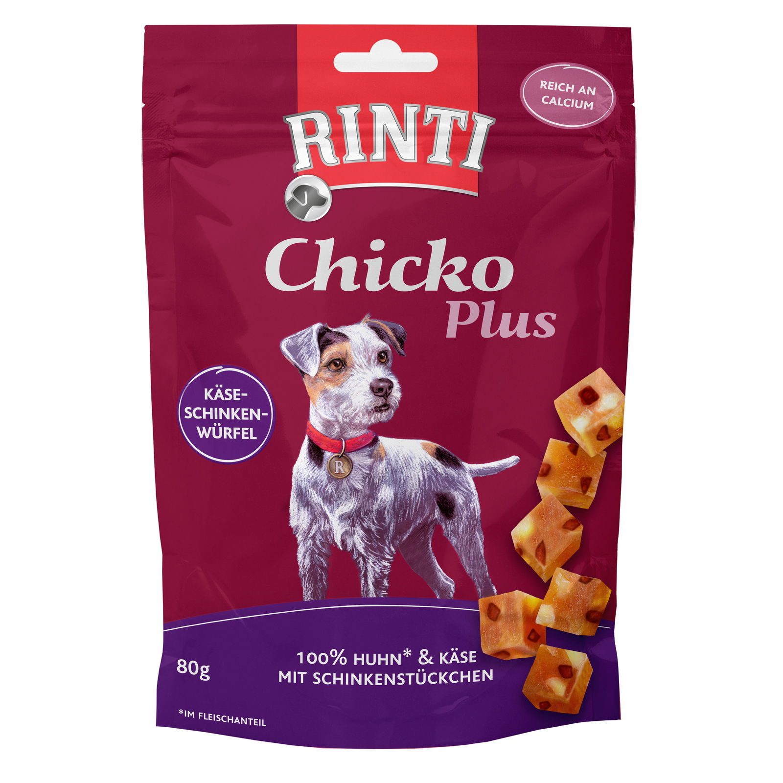 Rinti Snack Chicko, Käse-Schinken, 80 g