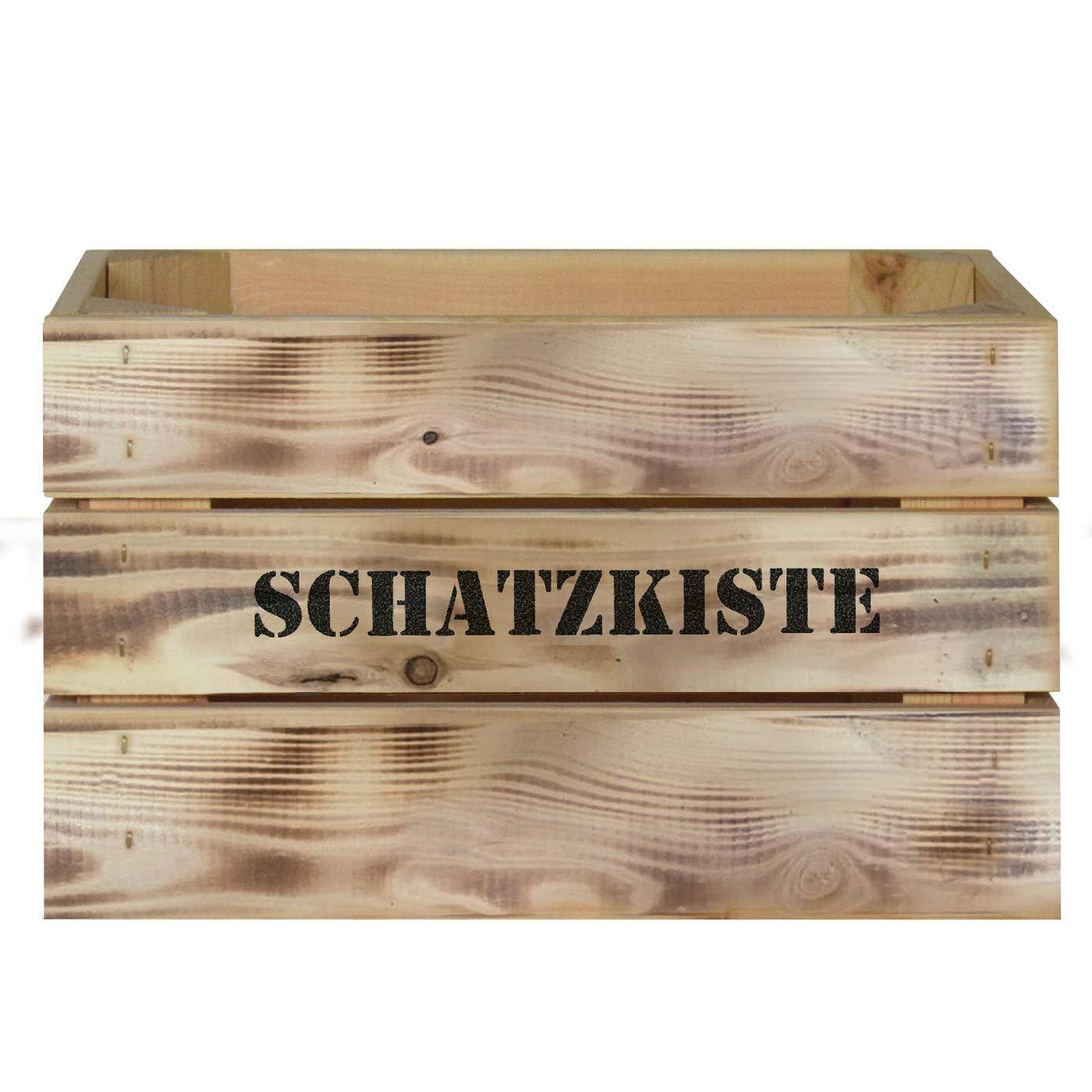 FSC®-Holzbox 'Schatzkiste', geflammt, Größe M