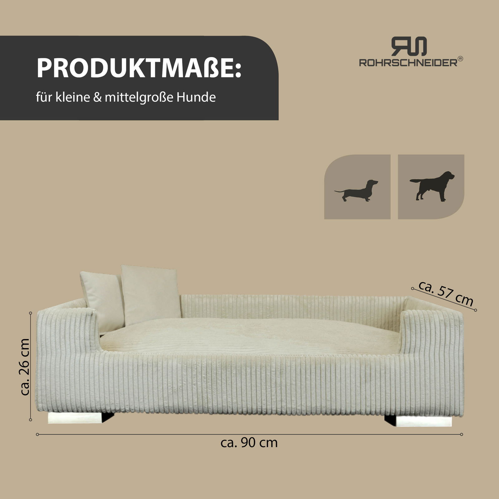 Rohrschneider Tierbett 'Hudson', beige, ca. 57 x 90 cm