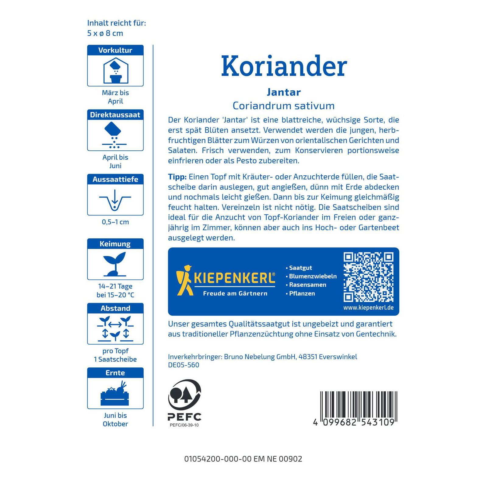 Kiepenkerl Saatscheibe Koriander 'Jantar'