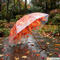 Regenschirm transparent mit herbstlichem Baumkronen-Motiv Regenschirm transparent mit herbstlichem Baumkronen-Motiv