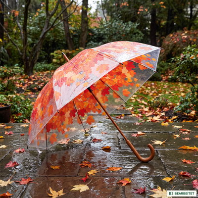 Regenschirm transparent mit herbstlichem Baumkronen-Motiv Regenschirm transparent mit herbstlichem Baumkronen-Motiv