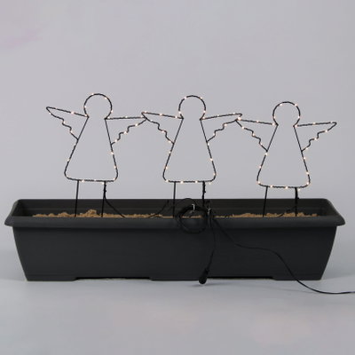 3er-Set LED Engel, 75 LEDs, schwarz, Metall 3er-Set LED Engel, 75 LEDs, schwarz, Metall