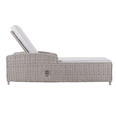 Geflechtliege 'Heidelberg'  / ratanbraun-stone grey, hochwertig verarbeitet