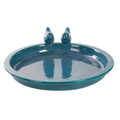 Vogeltränke, blau, Terrakotta, ca. 10 x 37 x 37 cm Vogeltränke, blau, Terrakotta, ca. 10 x 37 x 37 cm