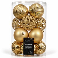 Christbaumkugelnkugelmix, hellgold, Kuststoff, ca. Ø 8 cm, 16er-Set Christbaumkugelnkugelmix, hellgold, Kuststoff, ca. Ø 8 cm, 16er-Set