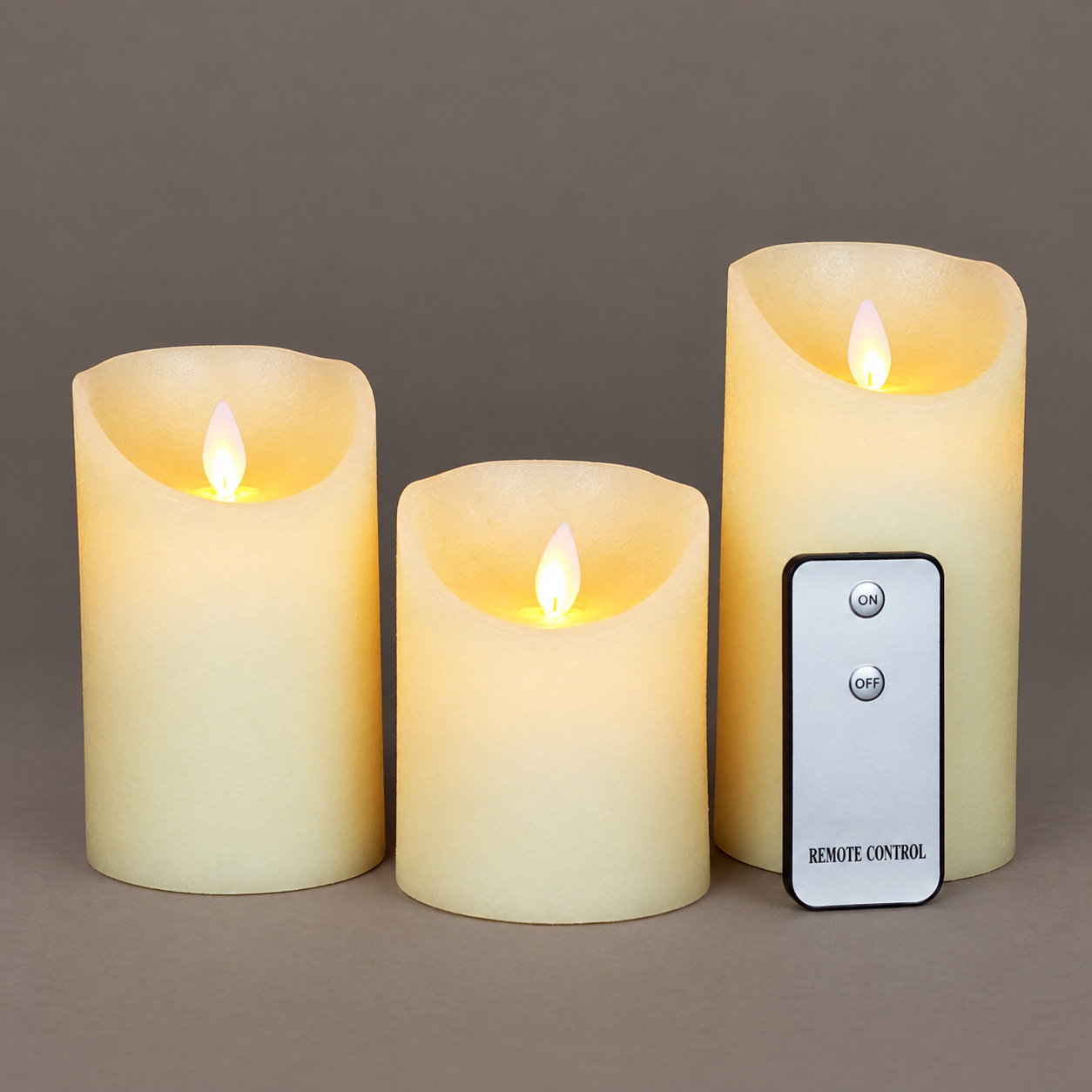 LED Echtwachskerzen 'Magic Flame', creme, 3 Kerzen inkl. Fernbedienung
