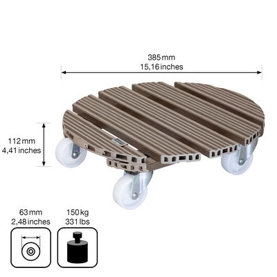 Multi Roller WPC, Tragkraft 150 kg, taupe, ca. 11 x 39 x 39 cm Multi Roller WPC, Tragkraft 150 kg, taupe, ca. 11 x 39 x 39 cm