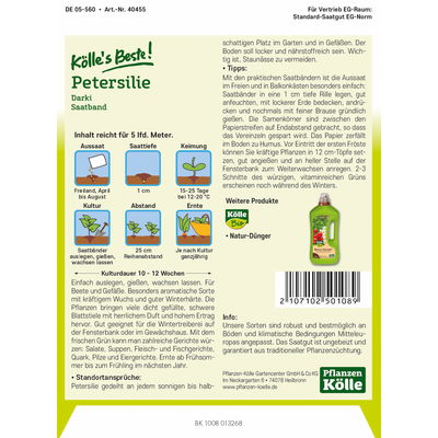 Kölles Beste Saatband Petersilie Mooskrause2/Grandeur, 9 g