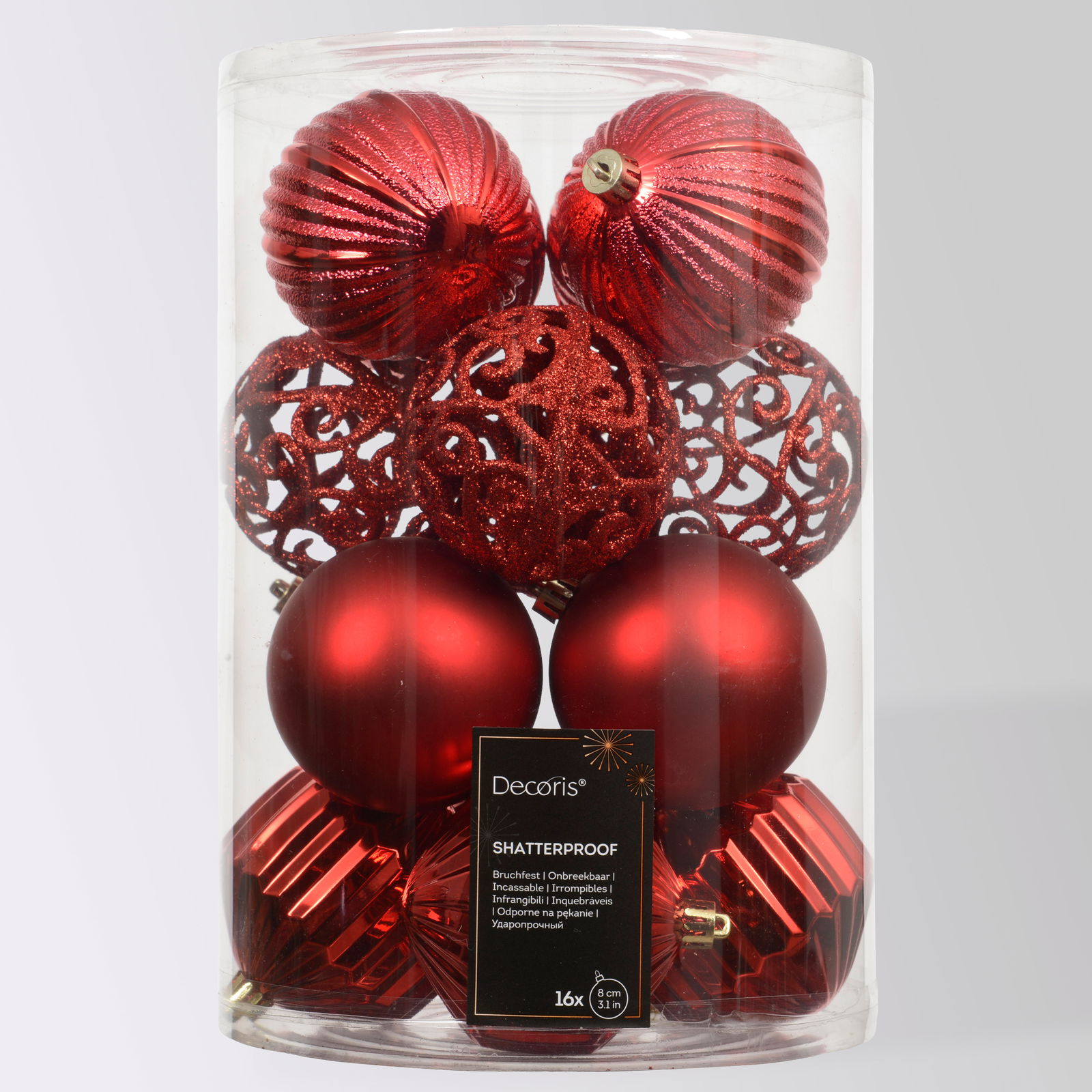 Christbaumkugelnkugelmix, 16er-Set, weihnachtsrot, ca. Ø 8 cm Christbaumkugelnkugelmix, 16er-Set, weihnachtsrot, ca. Ø 8 cm