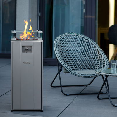 Buschbeck Loungefeuer 'Malta', grau, Edelstahl, ca. 38 x 38 x H91 cm