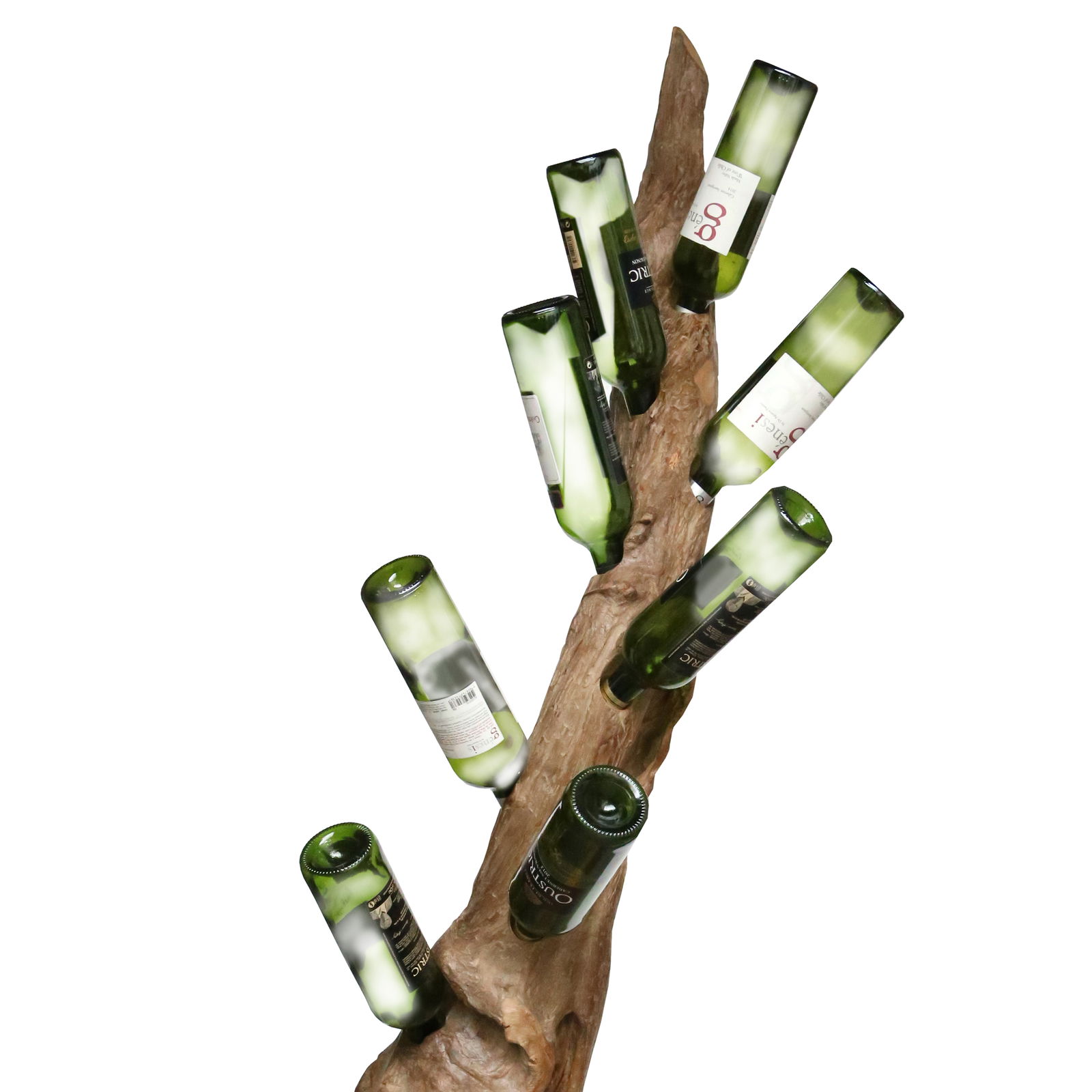 Weinregal 'Baum', natur, recyceltes Teakholz